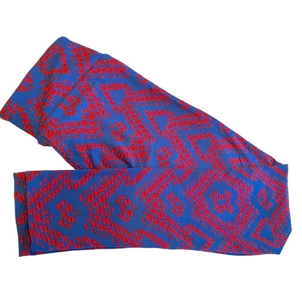 1229 LuLaRoe Leggings Size OS Blue with Red Dots Print New
